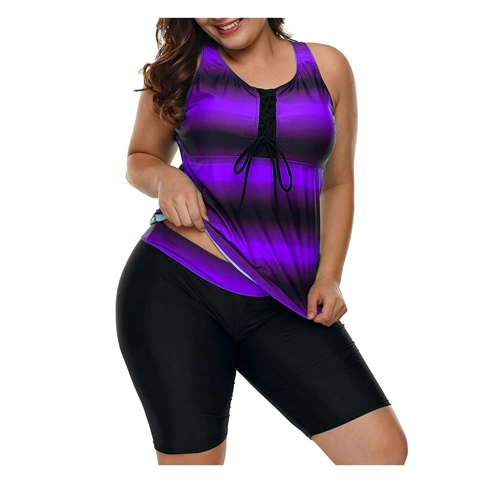 Purple and Black Women's Swim Set